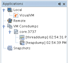 screenshot of Applications window showing Core Dump node